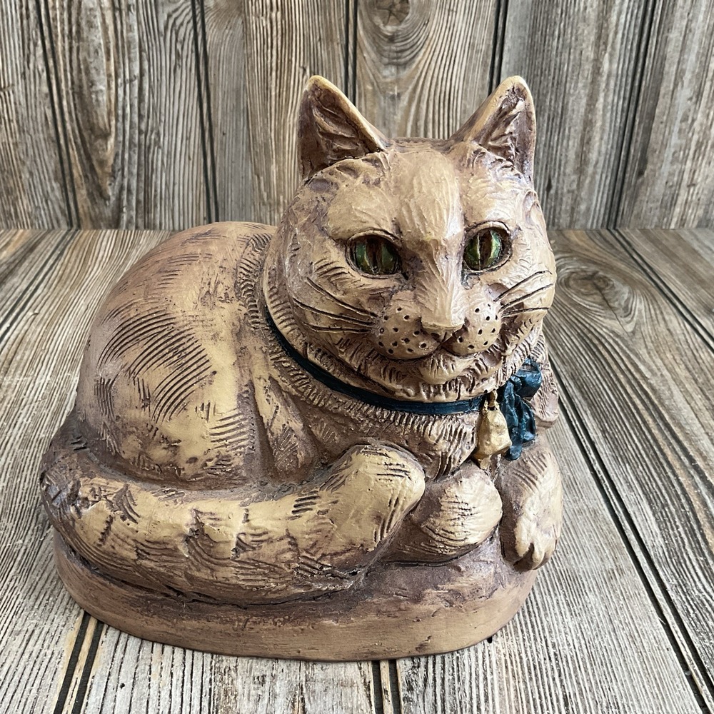 The Stone Bunny Inc Cat Art Sculpture Resin 17" Tall 7 Inch Wide